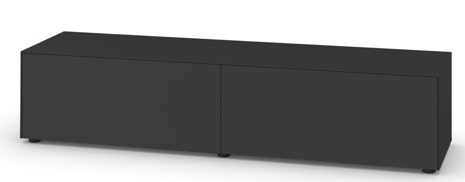 Piure Nex Pur Box TV-Lowboard in Anthrazit mit Medienklappe für Wohnzimmer und TV-Möbel.