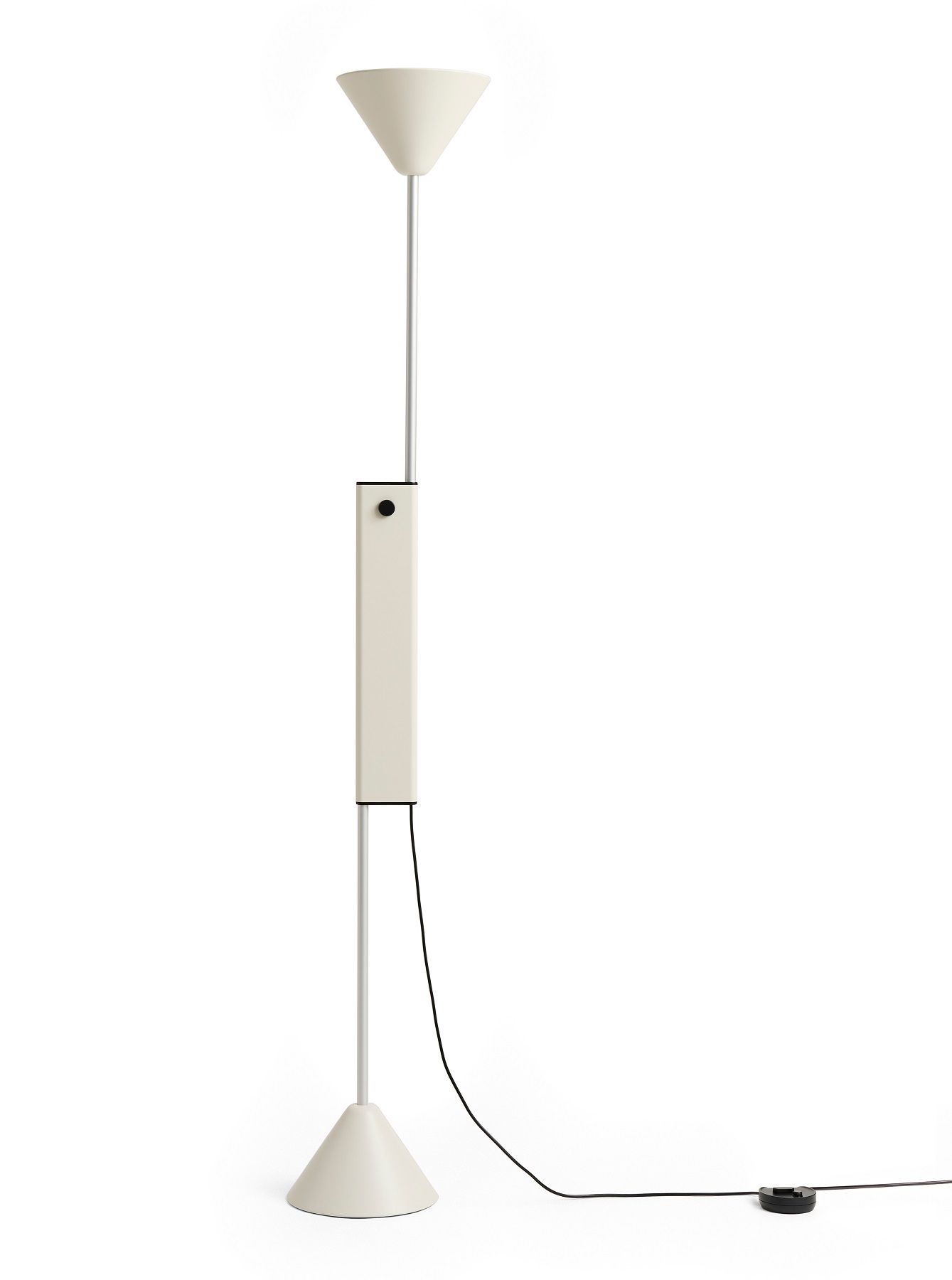 Hay Twist Floor Lamp Stehleuchte in Weiß, modernes Design mit konischen Elementen.