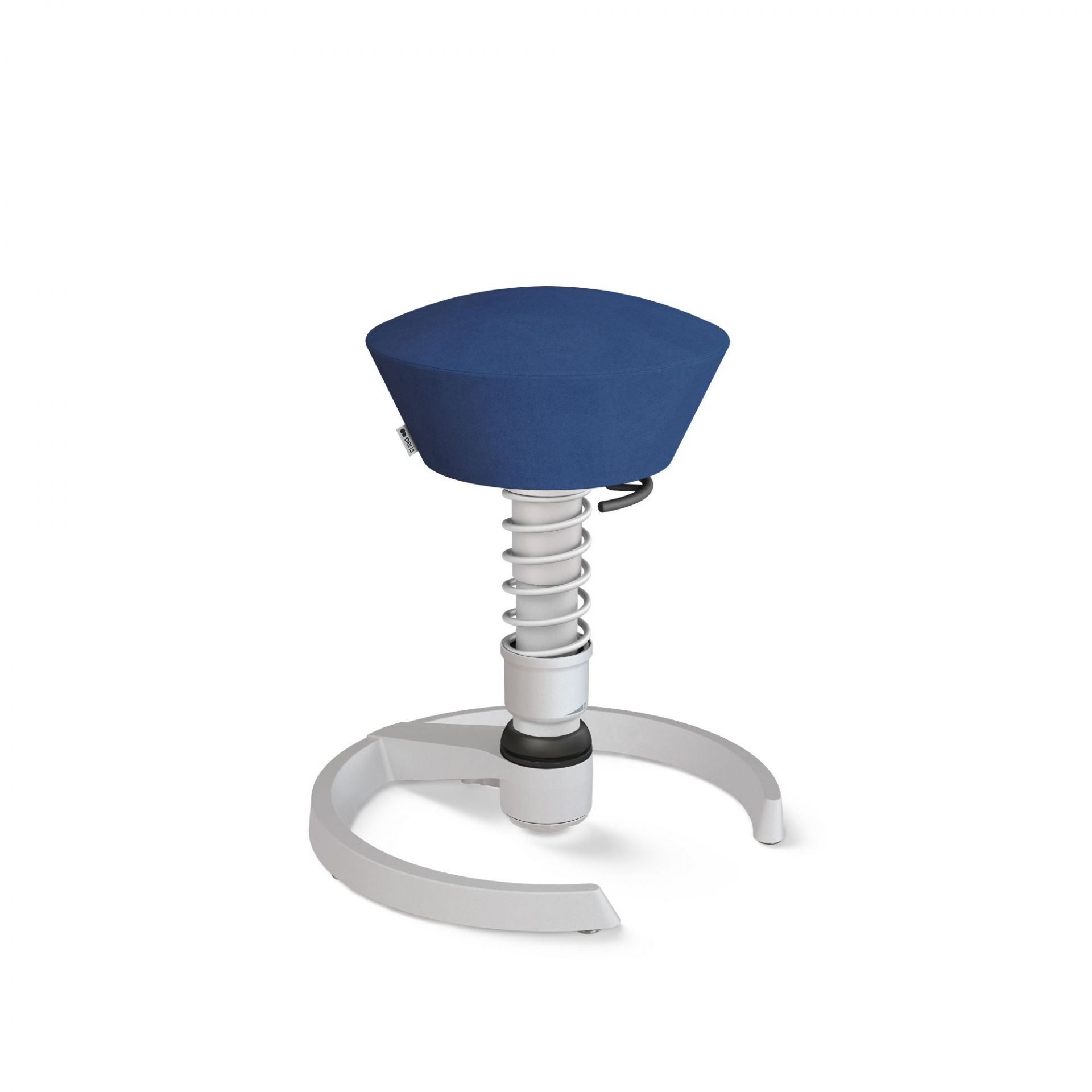 Aeris Swopper Bürostuhl in Blau mit Federung und weißem Fußkreuz, ergonomischer Hocker.