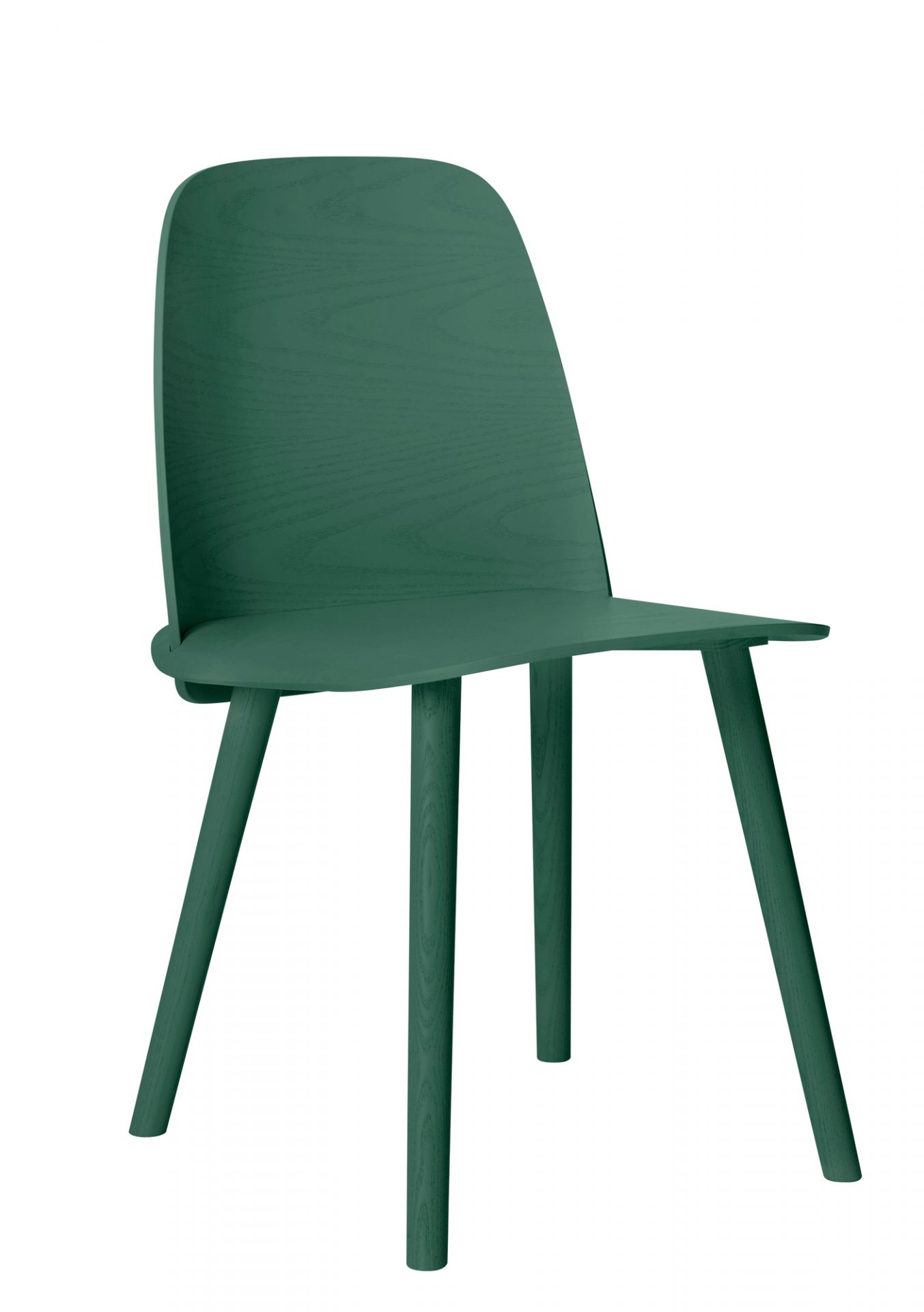 Grüner Nerd Chair Stuhl von Muuto, ein moderner Holzstuhl für Esszimmer und Büro.