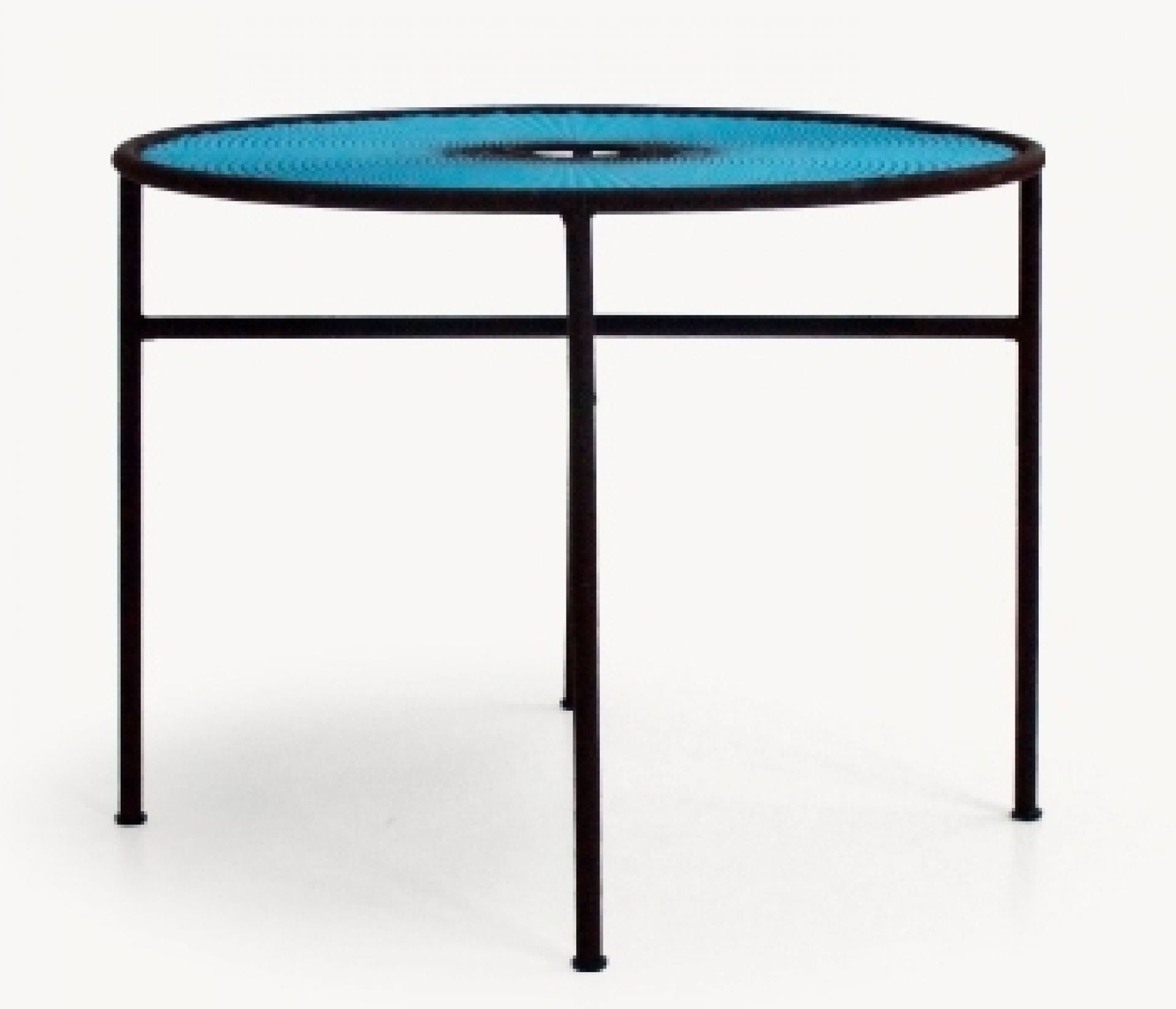 Banjooli Tisch in Türkis und Braun von Moroso: Runder Design Tisch für Wohnzimmer und Terrasse.