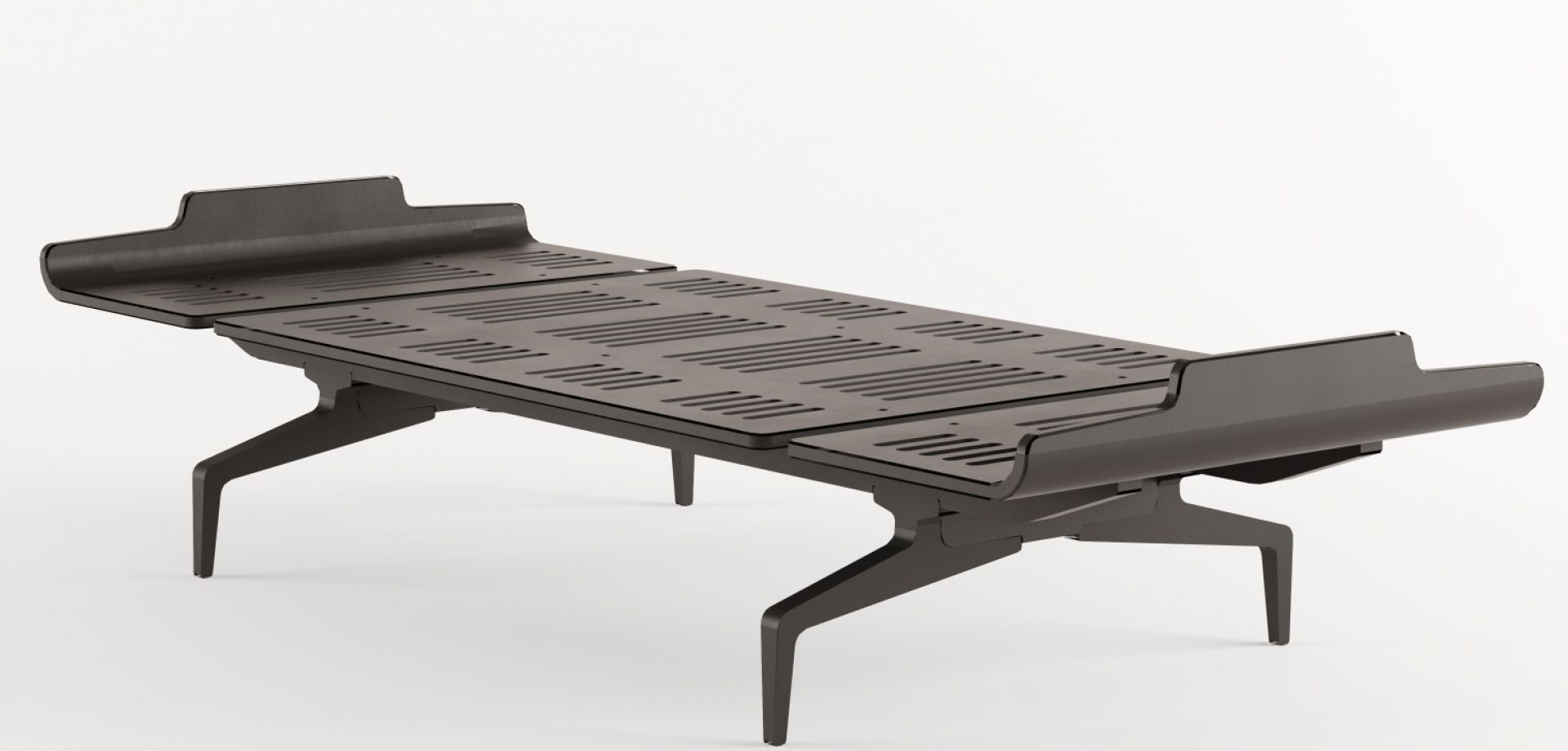 Legnoletto Bett: Modernes, schwarzes Designerbett mit Lattenrost und minimalistischem Stil für Schlafzimmer.