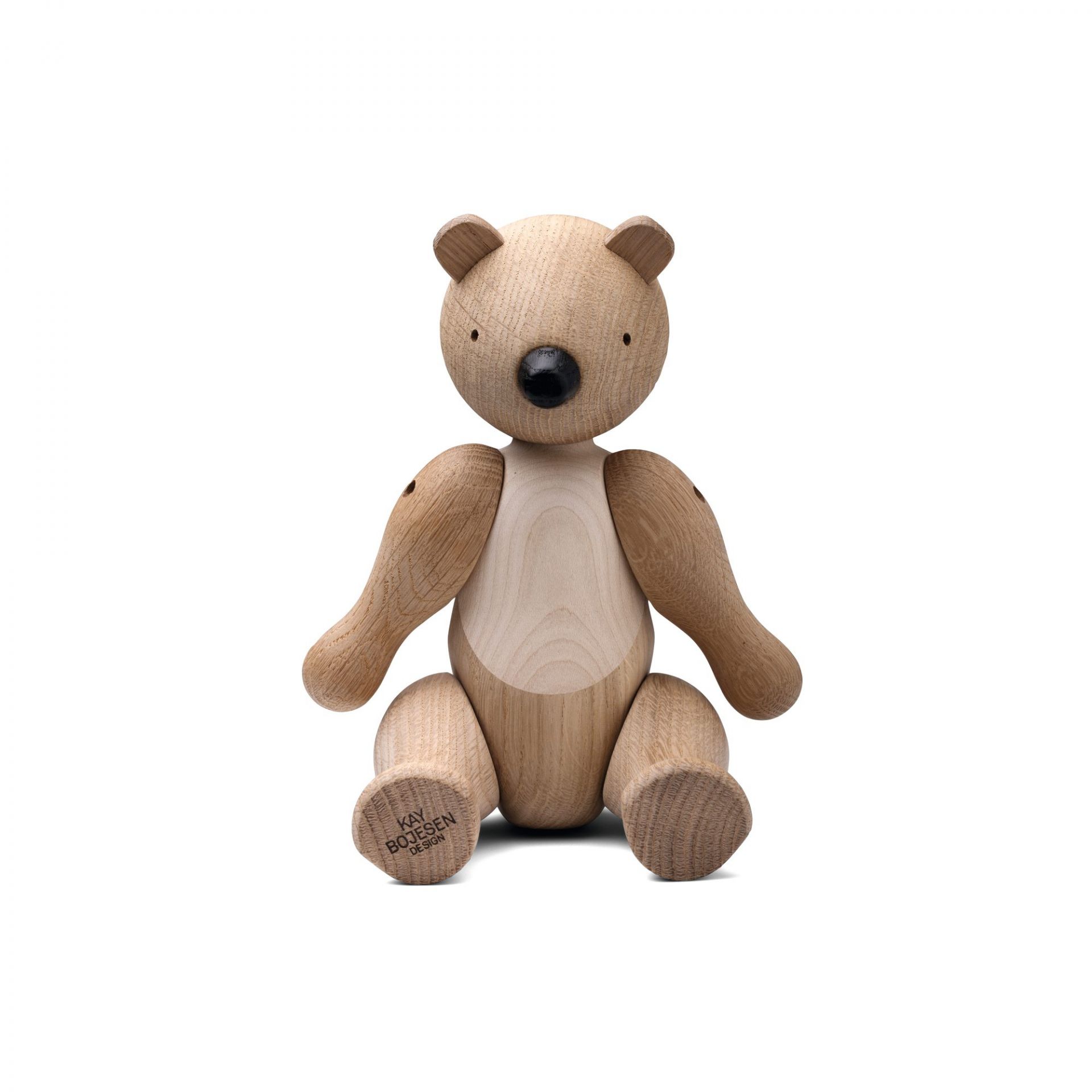 Kay Bojesen Bär Holzfigur: Mittelgroßer, sitzender Holz-Bär mit beweglichen Armen und Beinen. Dekoratives Holzspielzeug.