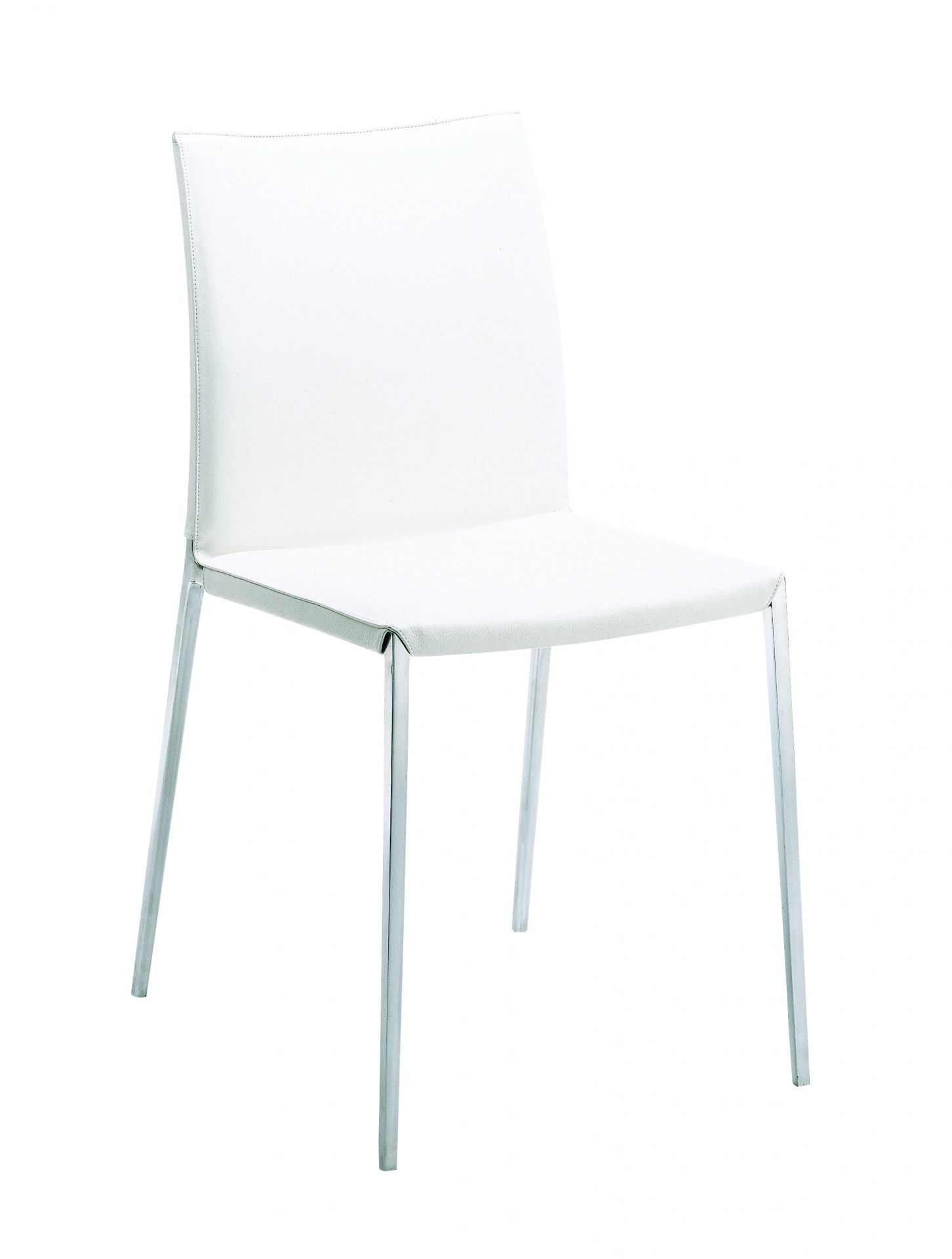 Weißer Lia Stuhl ohne Armlehnen von Zanotta mit Chromgestell, moderner Designstuhl für Esszimmer und Büro.