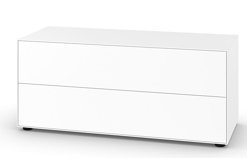 Piure Nex Pur Box Board mit Schubkasten in Weiß, modernes Sideboard für Wohnzimmer und Büro.