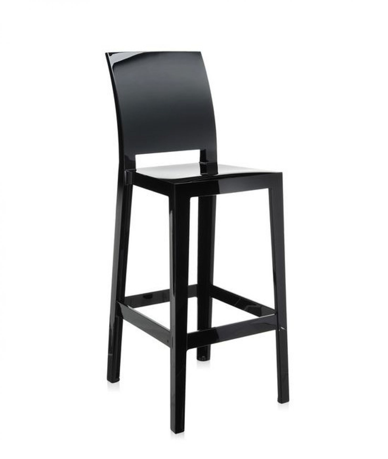 Schwarzer "One More" Barhocker von Kartell: Moderner Design-Hocker aus transparentem Polycarbonat für Küche und Bar.