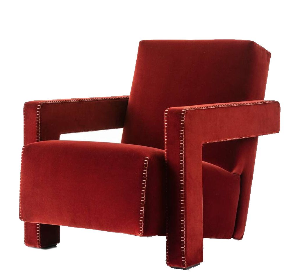 Roter Cassina Utrecht Sessel: Moderner Design-Sessel mit markanten Nähten und komfortabler Polsterung.