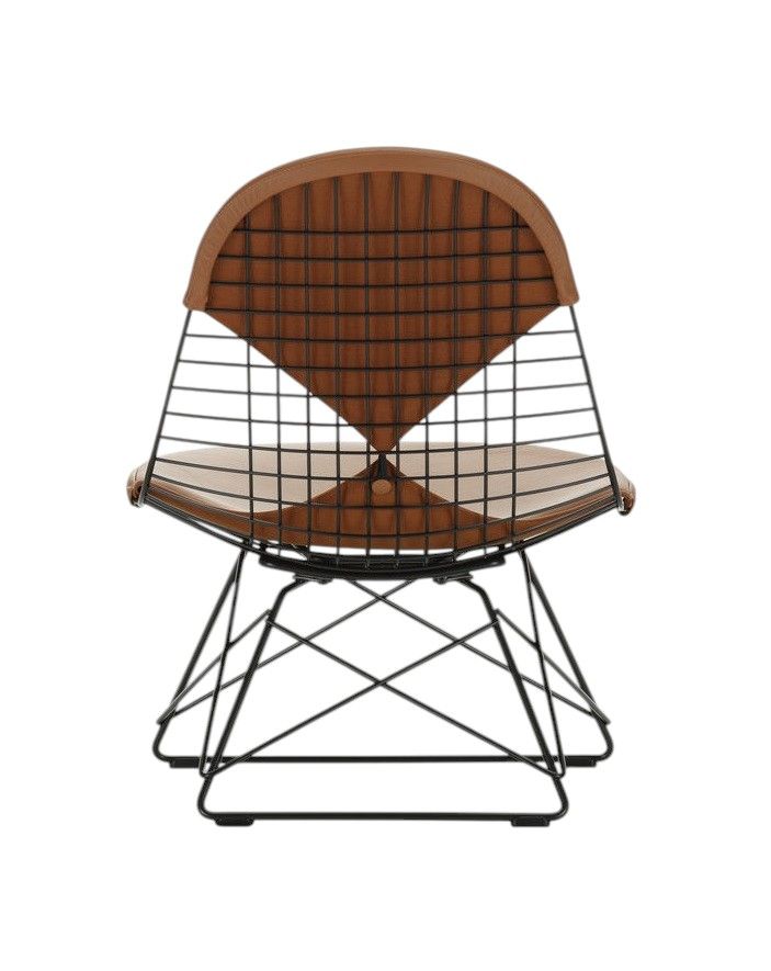 Vitra LKR-2 Wire Chair Stuhl mit braunem Lederbezug, Drahtgestell und modernem Design.