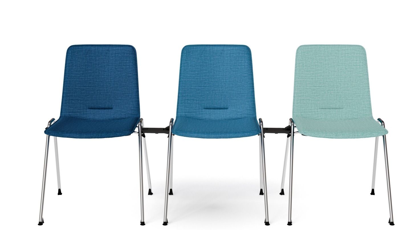 1650 Yunity Chair Stühle von Walter Knoll in Blau- und Türkistönen, modernes Design mit Chromgestell.
