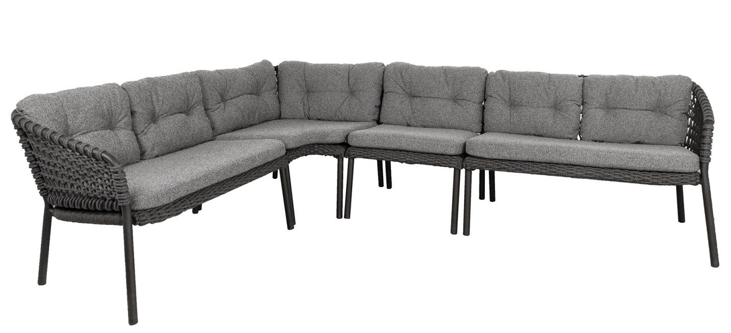 Ocean Cane-Line Outdoor Sessel Einzelmodul mit dunkelgrauen Kissen, modernes Design für Garten und Terrasse.