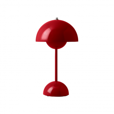 Rote Flowerpot VP9 Akkuleuchte von AndTradition: tragbare Tischleuchte mit USB-Anschluss.