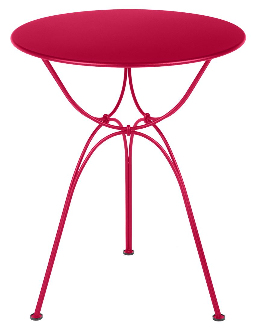 Roter Airloop Tisch Ø 60 cm von Fermob, runder Outdoor Tisch aus Metall für Garten und Balkon.