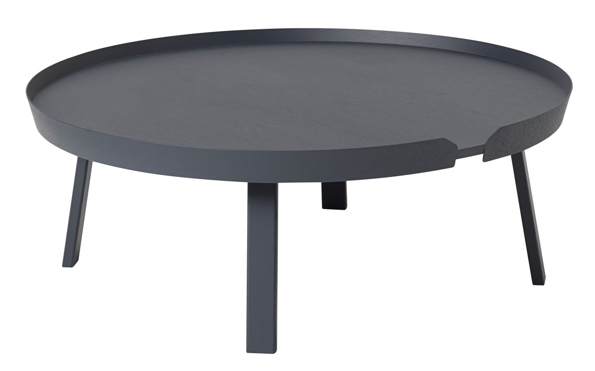 Muuto Around Coffee Table, extra großer, runder Couchtisch aus Holz in Grau.