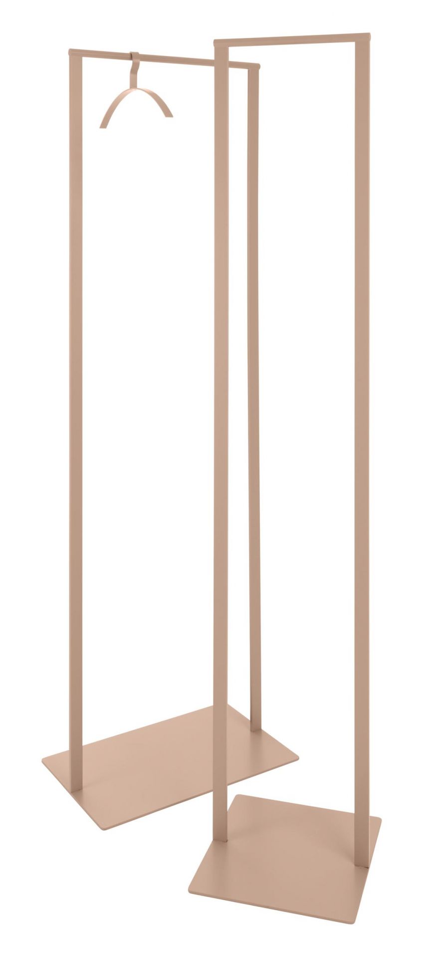 Schönbuch Slim Garderobenständer in Beige: Minimalistischer Kleiderständer mit rechteckigem Fuß und integrierter Kleiderstange.