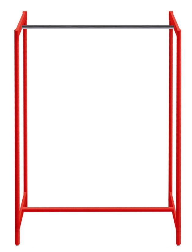 Roter Meeting Kleiderbügelständer von Rexite, minimalistisches Design mit verchromter Stange für Kleiderbügel.