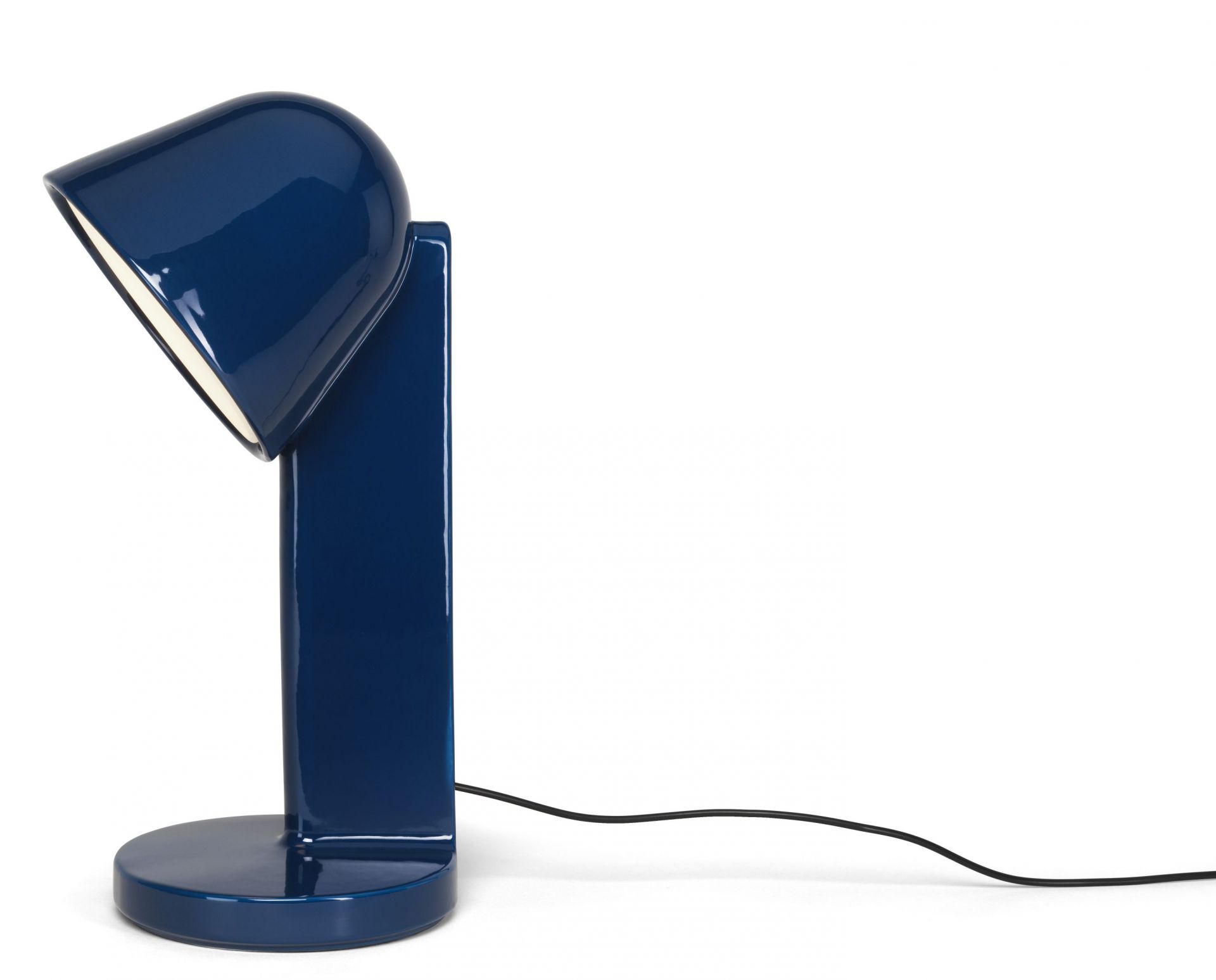 Blaue Céramique Down Tischleuchte von Flos: Moderne Schreibtischlampe für Büro und Wohnzimmer.