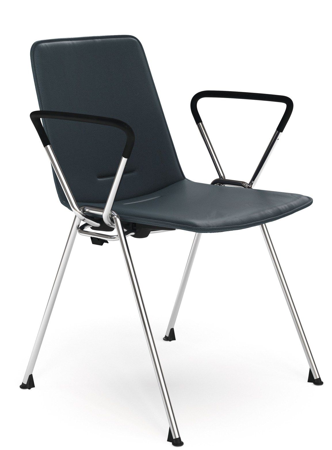 1651 Yunity Armchair von Walter Knoll, blauer Bürostuhl mit Armlehnen und Chromgestell.