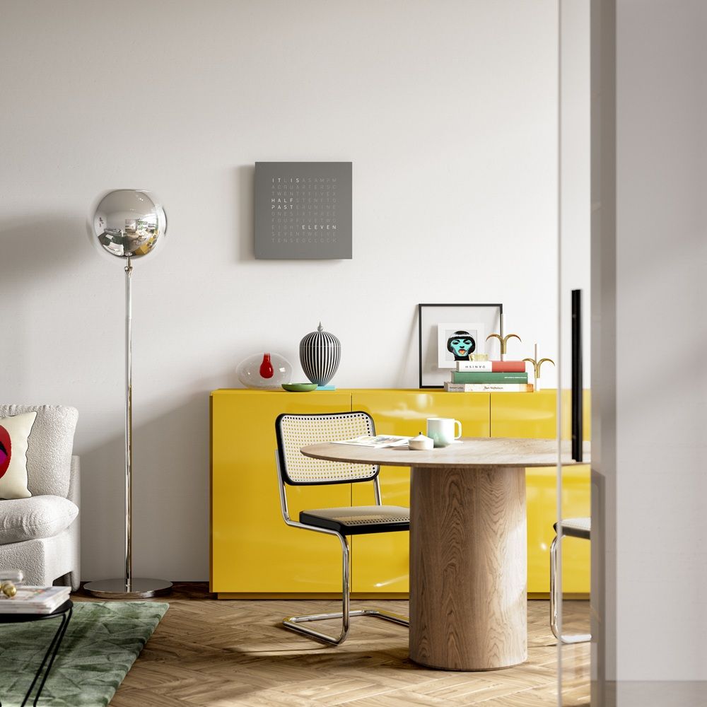 Earth 45 Steel Series Wandklok / Tijdsobject Duits QLOCKTWO