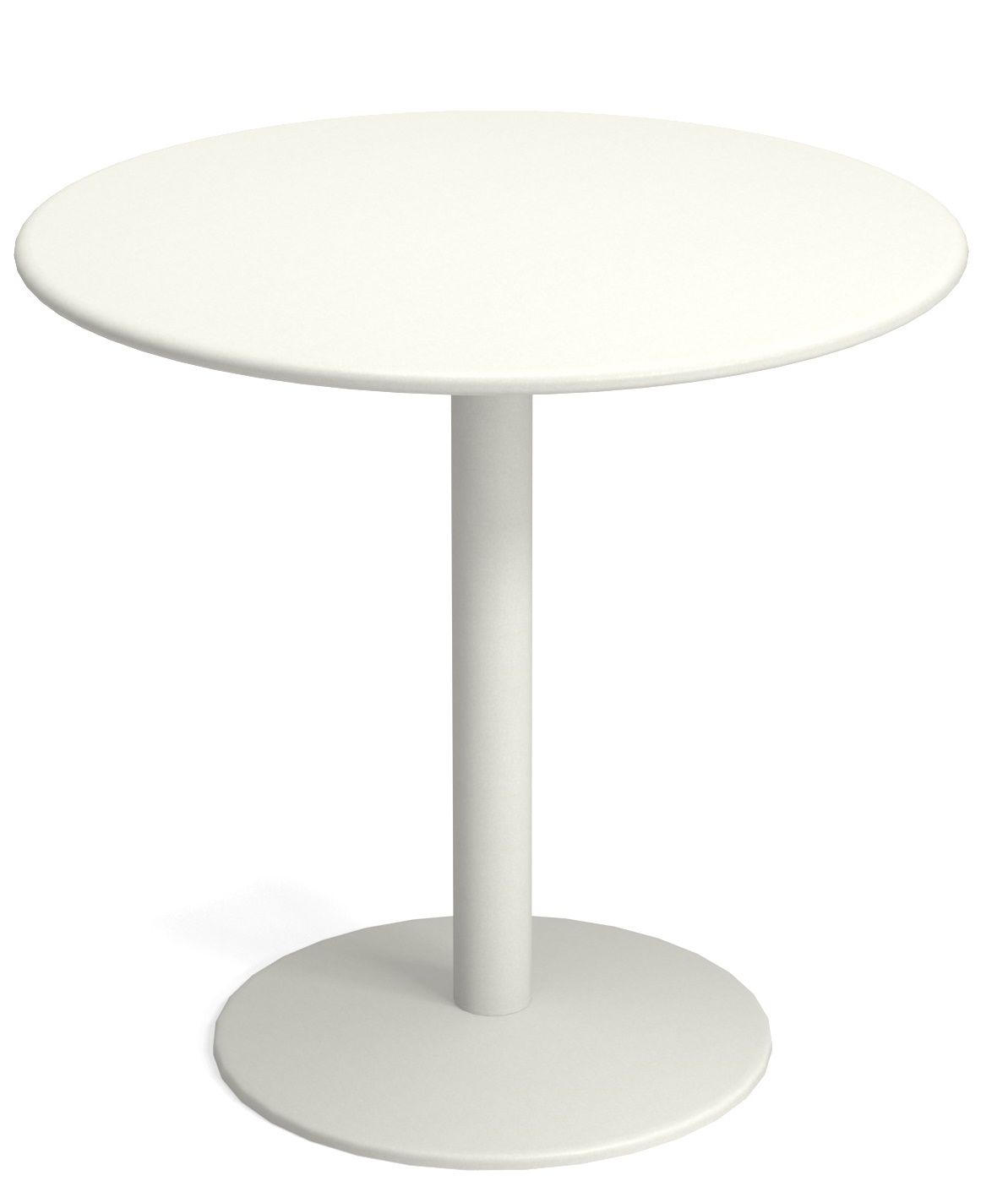 Weißer, runder Thor Tisch von Emu mit zentralem Standfuß, ideal für Garten und Terrasse.