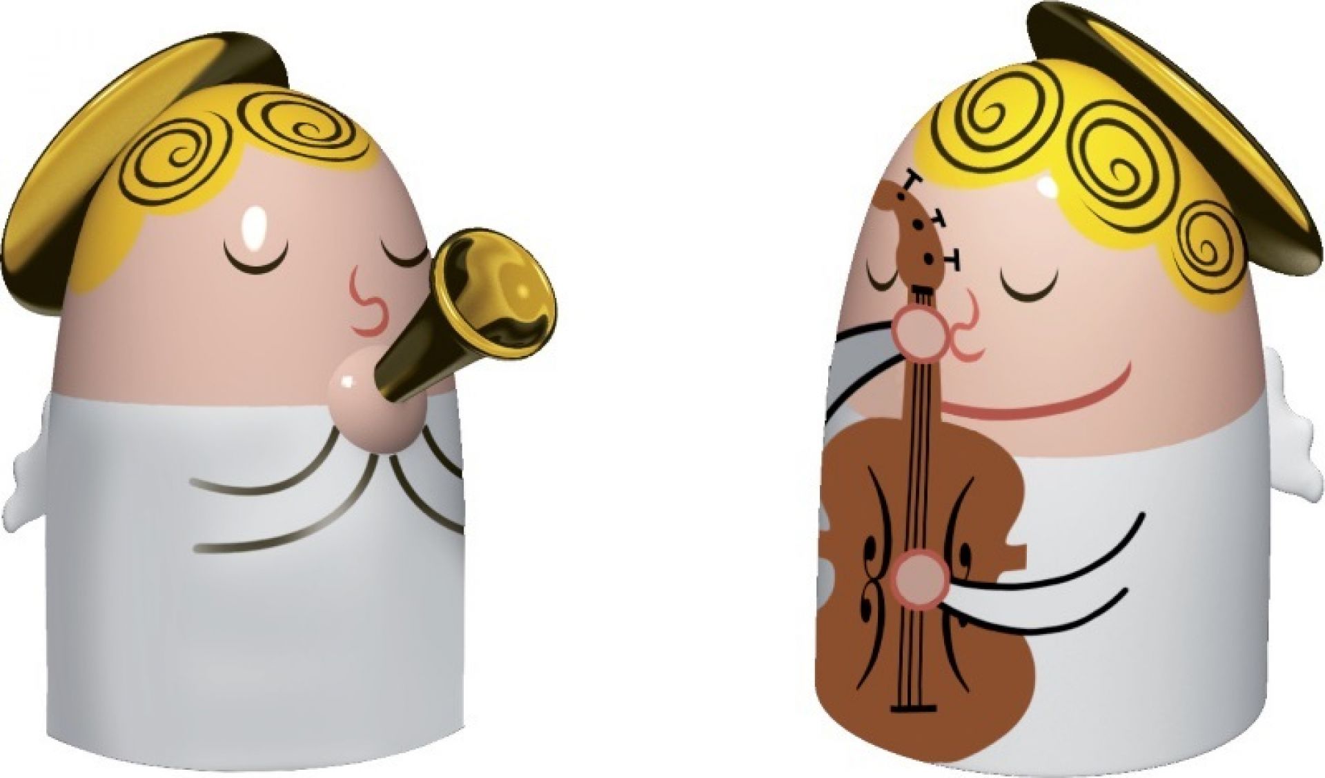 Gitarist & trompettist porseleinen beeldjes AMGI26SET 1 Alessi