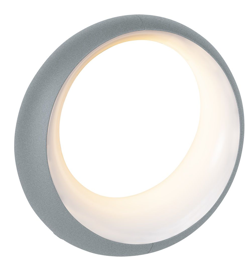 Graue Hoopik Tischleuchte von Fermob für den Innenbereich, modernes Design mit kreisförmiger Lichtquelle.