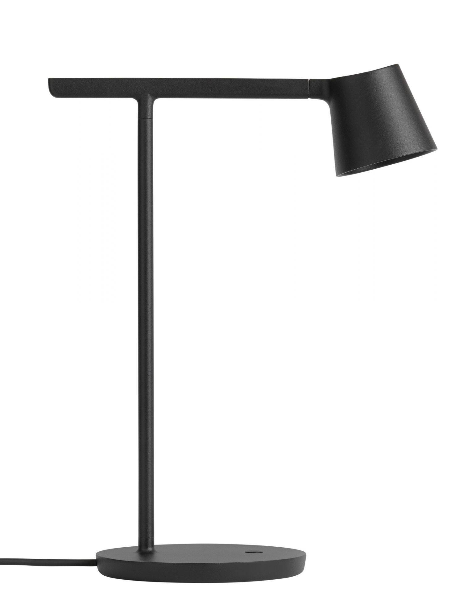 Schwarze Tip Table Lamp Tischleuchte von Muuto, moderne Schreibtischlampe mit verstellbarem Leuchtenkopf für Büro und Zuhause.