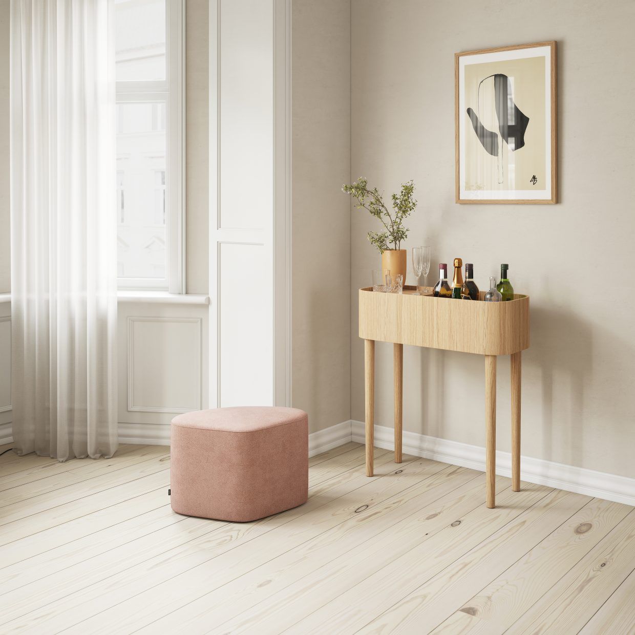Madison Pouf Hocker in Phantom Grau, quadratischer Sitzhocker für Wohnzimmer und Schlafzimmer.