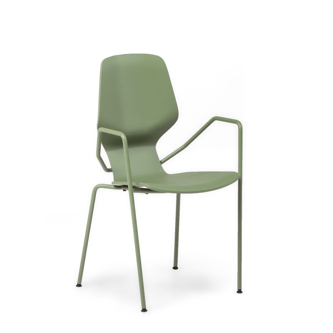Grüner Oblikant Stuhl mit Armlehnen und Metallbeinen von Prostoria, modernes Design für Esszimmer.