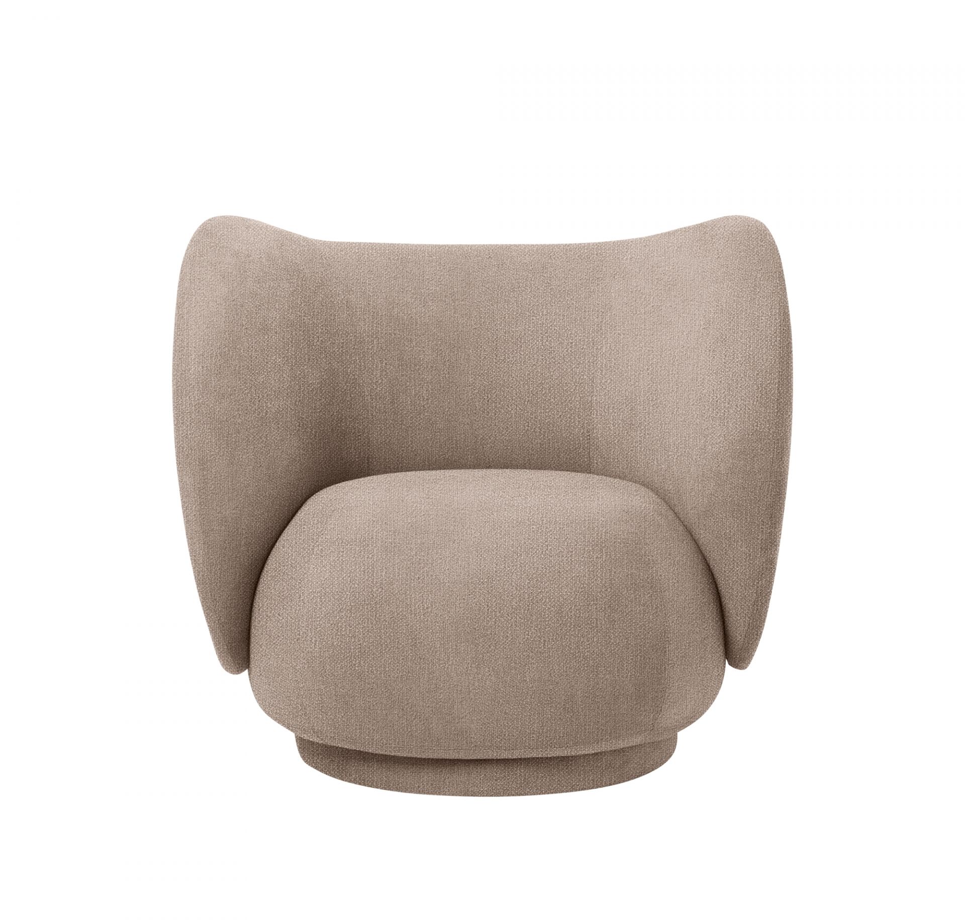 Ansicht von vorne: Rico Lounge Chair, Bouclé Sessel von Ferm Living in Beige.