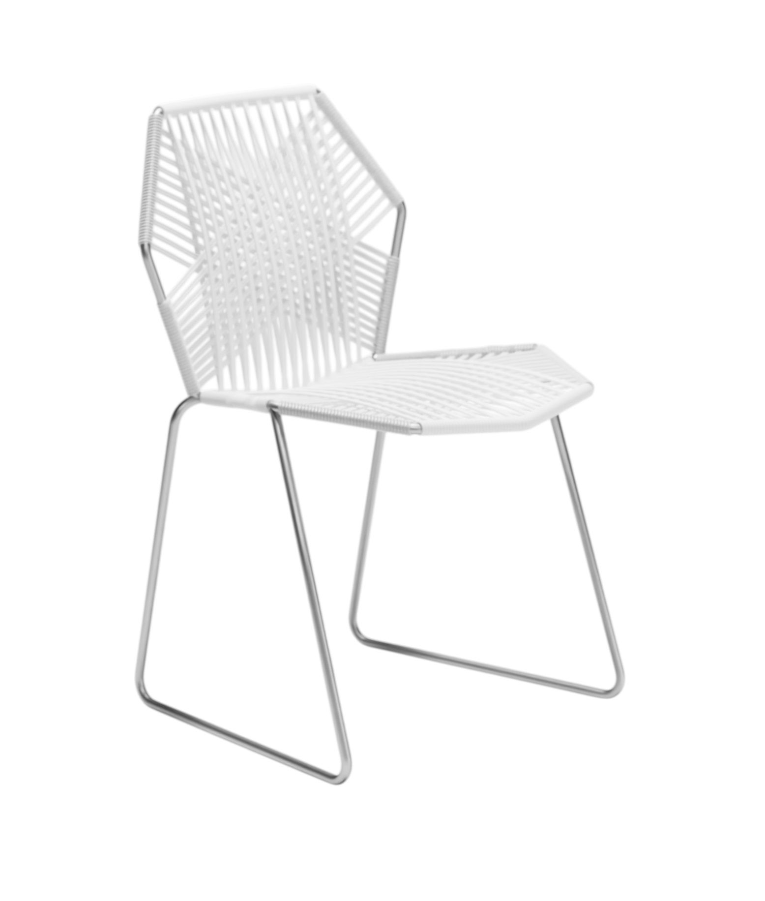 Weißer Tropicalia TR0 Stuhl von Moroso für den Außenbereich, Polymergeflecht und Stahlgestell.