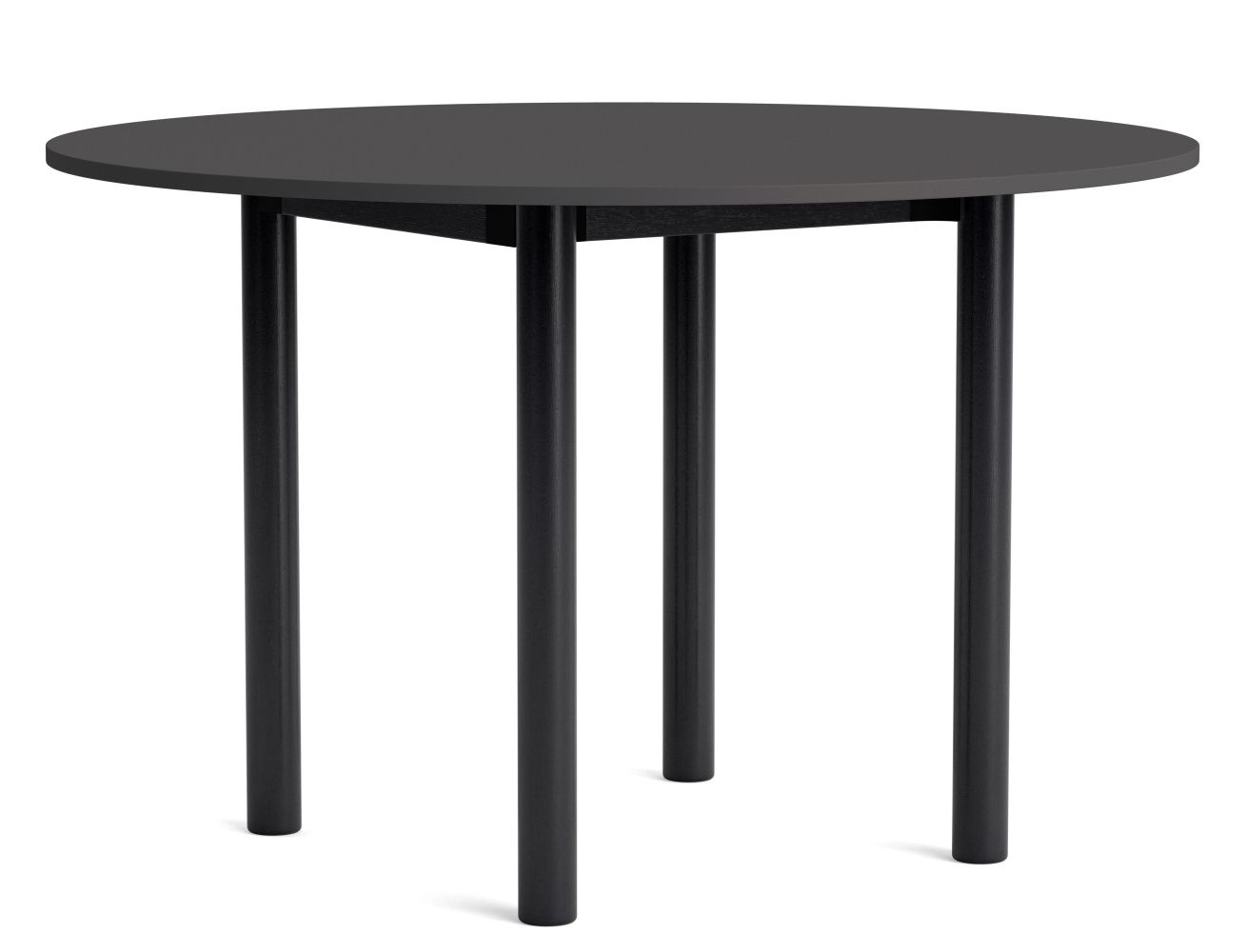 Annex Table Round Esstisch von Hay, runder Küchentisch mit drei schwarzen Beinen, modernes Design.