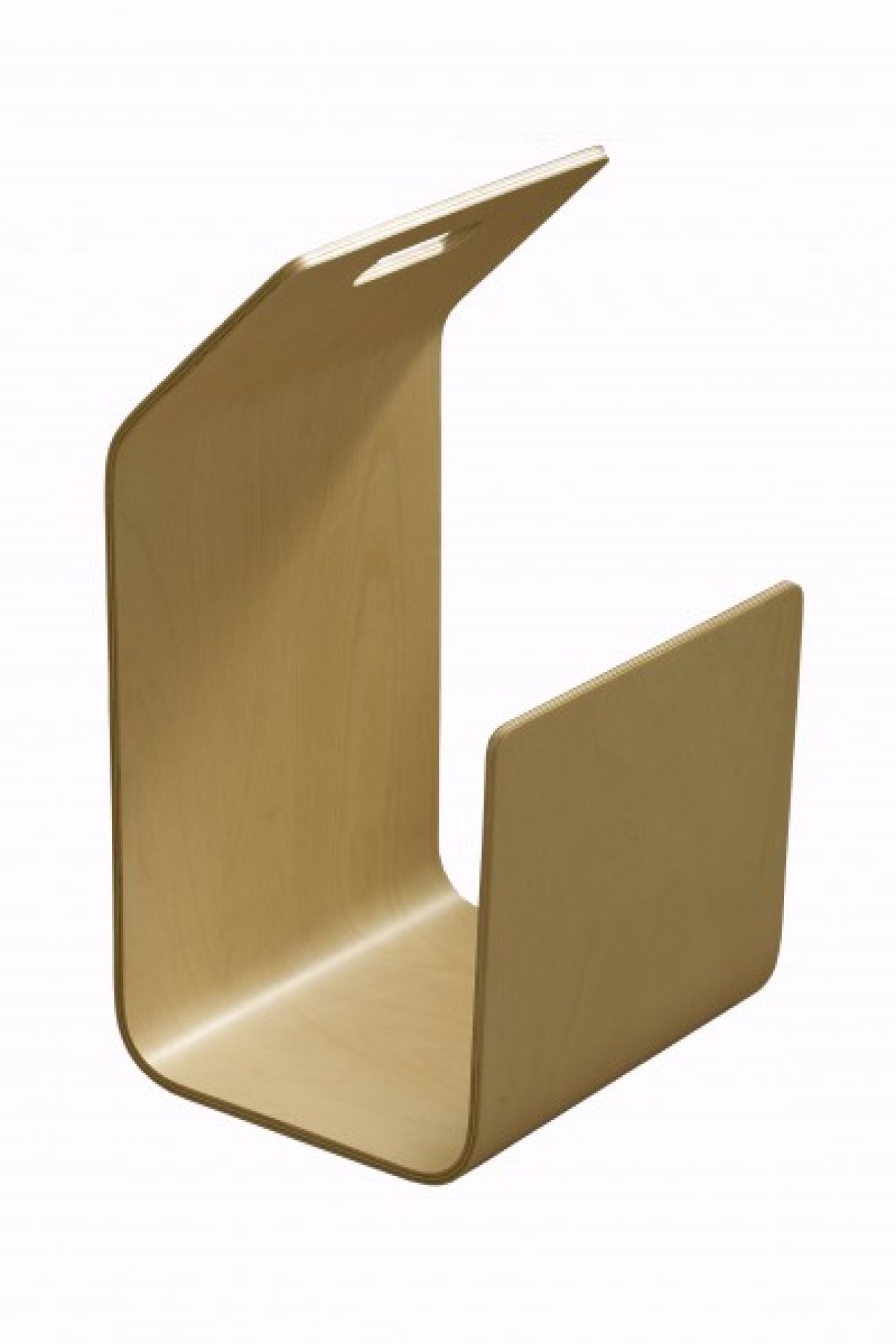 Heller Holz Magazinhalter mit Griffloch, modernes Design für Wohnzimmer oder Büro.