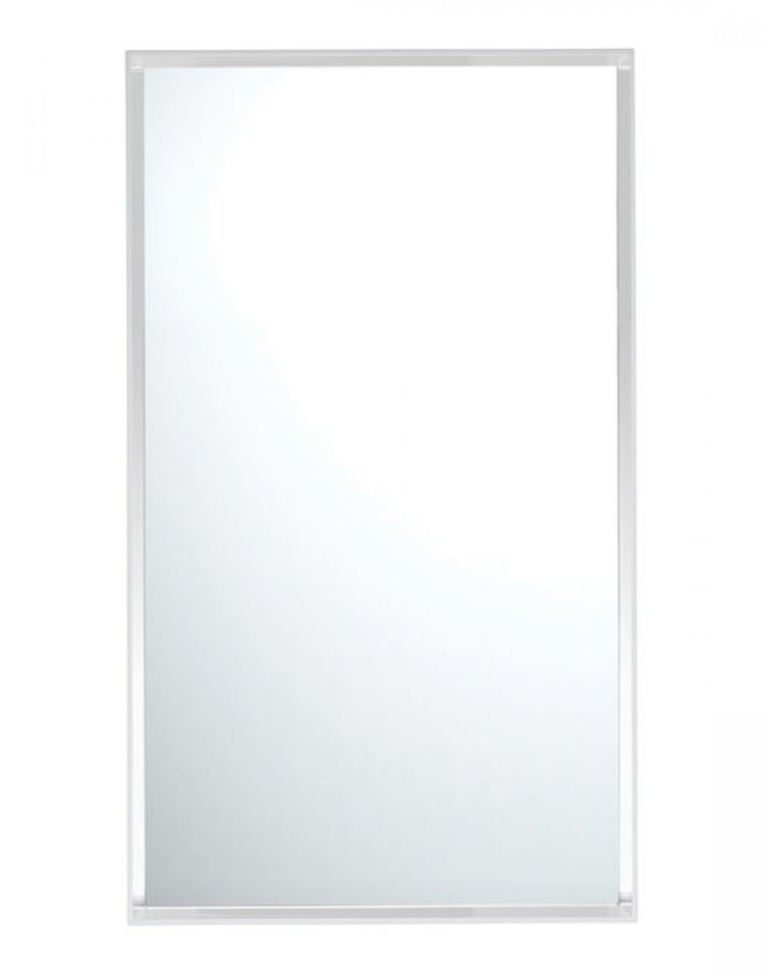 Großer, rechteckiger Only Me Spiegel von Kartell mit transparentem Rahmen für moderne Wanddekoration.