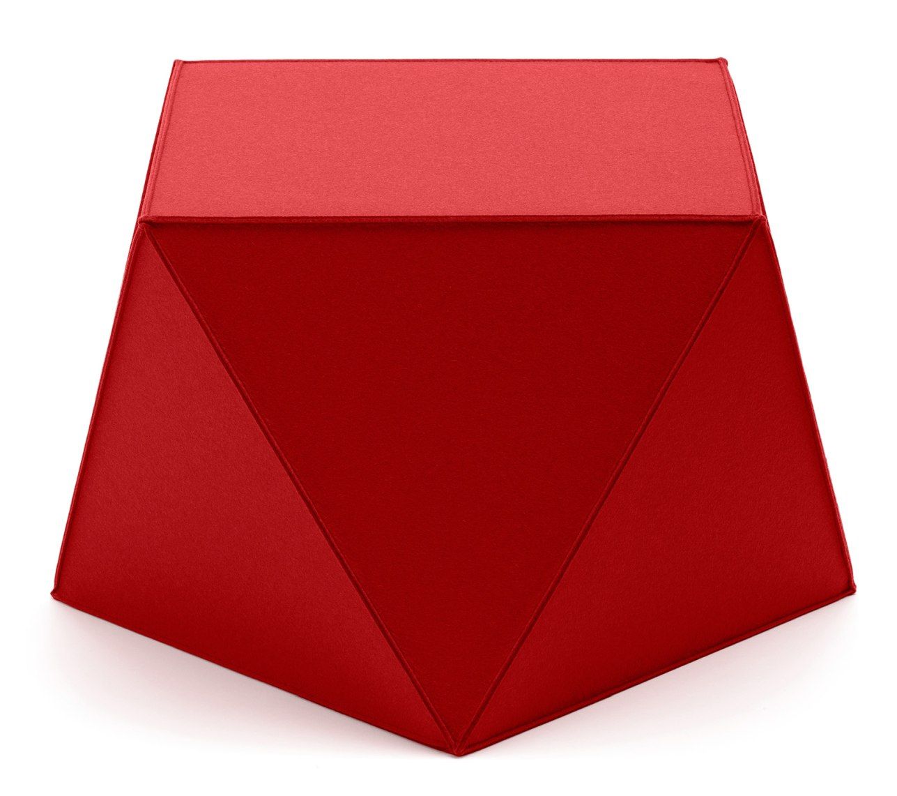 Roter Diamond Sitzhocker von HEY-SIGN by BWF Group, modernes Sitzmöbel aus Filz.