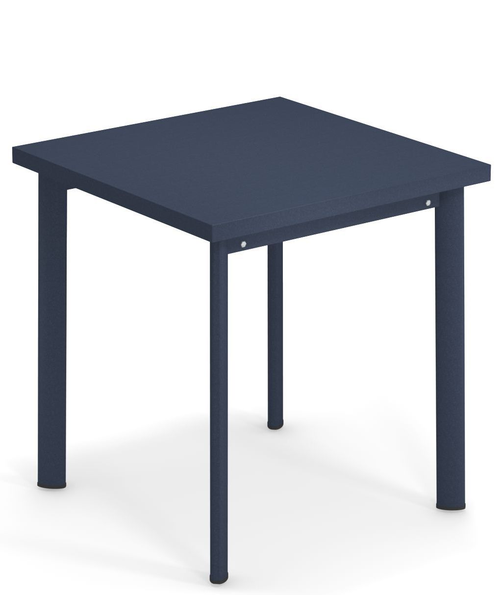 Blauer Emu Star Tisch Outdoor, quadratischer Gartentisch aus Metall für den Außenbereich, wetterfest und modern.