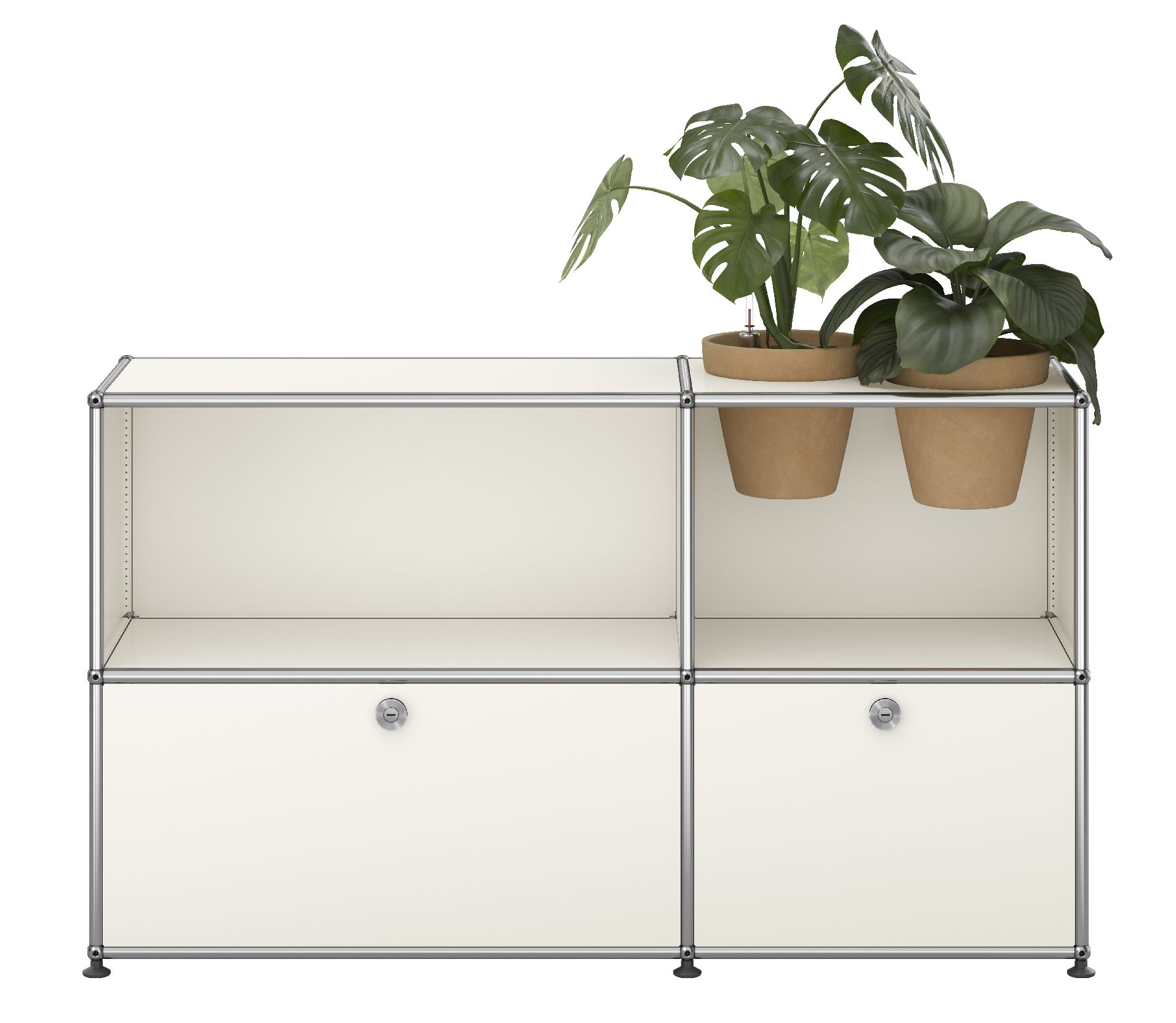 USM Haller dressoir M57 met klapdeuren en plantenbak puur wit