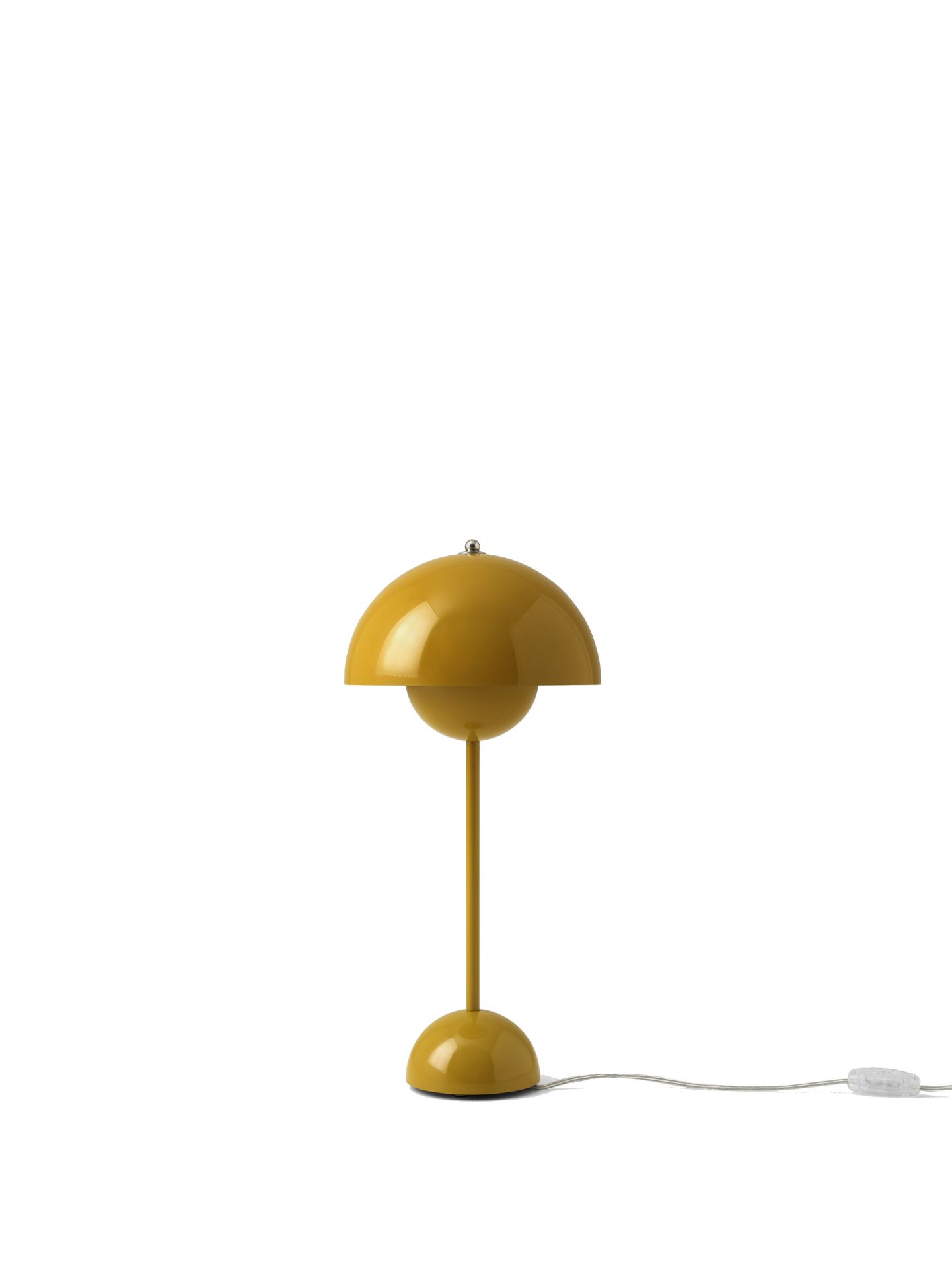 Gelbe Flowerpot VP3 Tischleuchte von AndTradition, modernes Designobjekt für Wohnzimmer und Schlafzimmer.