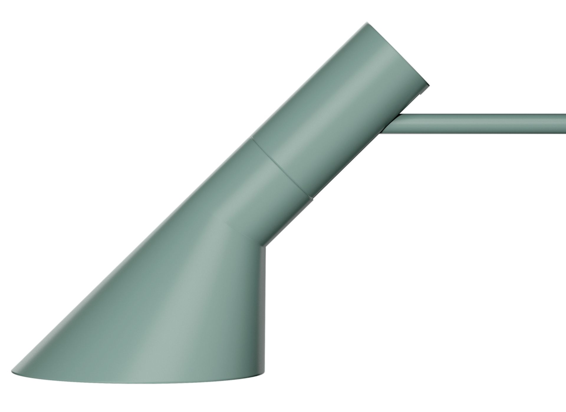 Nahaufnahme der grünen AJ Wandleuchte von Louis Poulsen, modernes Design für Innenräume.