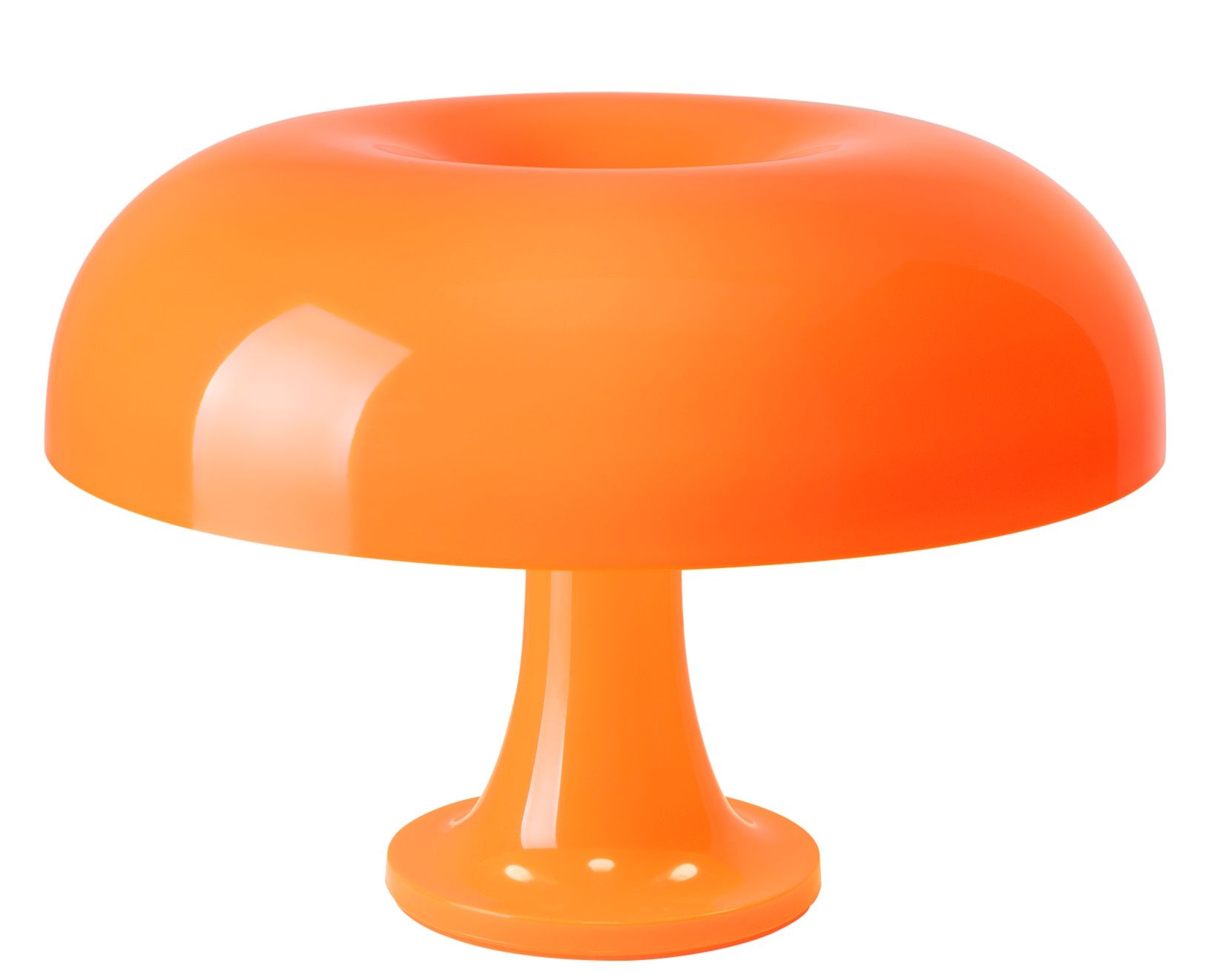Orangefarbene Nessino Tischleuchte von Artemide, moderne Pilz-Tischlampe für Wohnzimmer und Schlafzimmer.