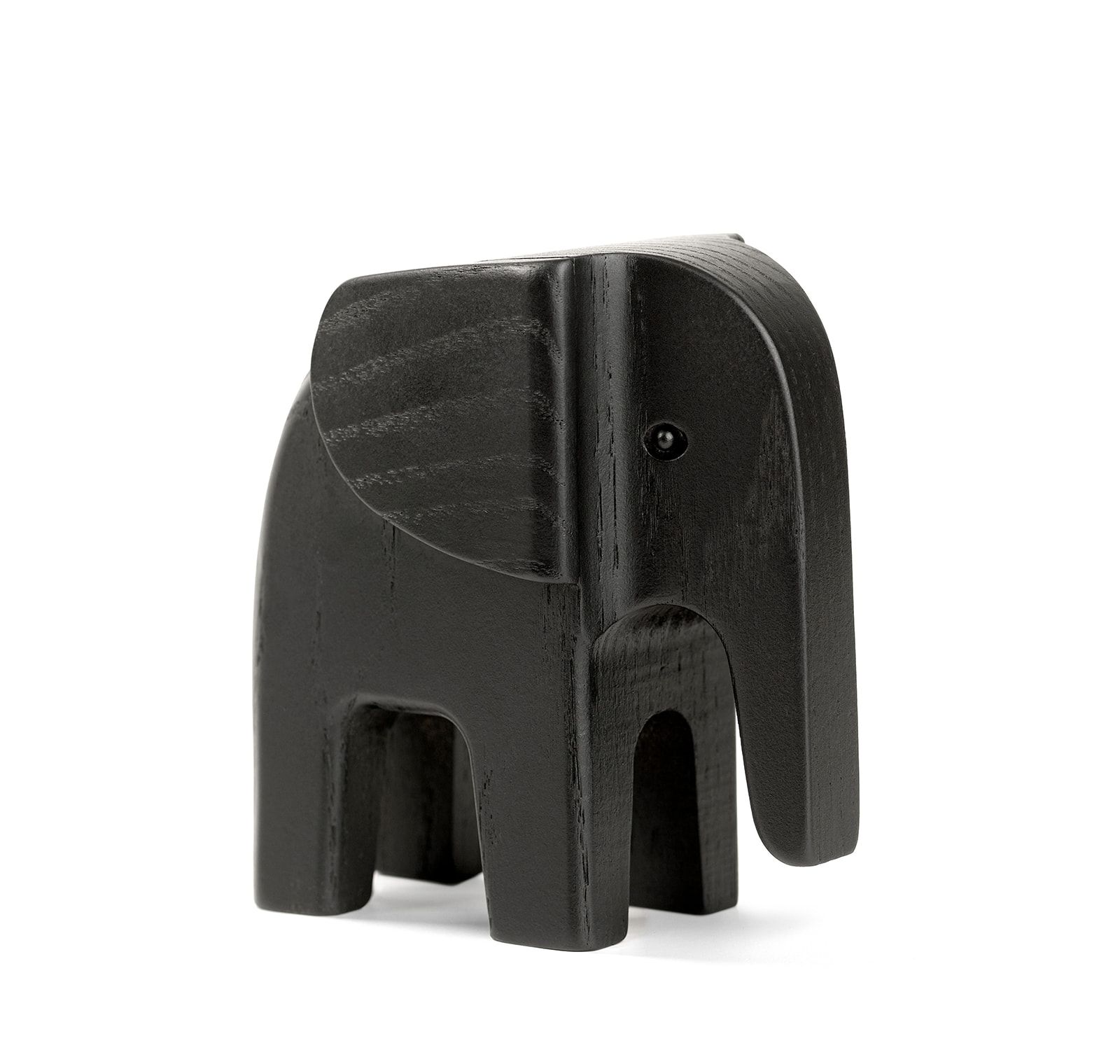 Schwarzer Holz-Elefant von Novoform, minimalistische Deko-Figur, handgefertigt und ein stilvolles Einzelstück für Ihr Zuhause.