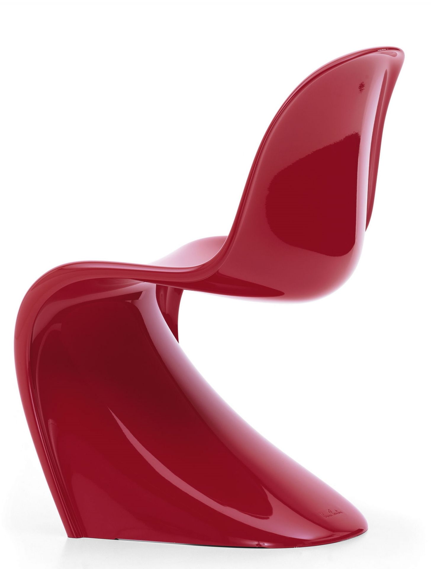 Roter Panton Chair von Vitra: Designklassiker Stuhl aus Kunststoff, modernes Möbelstück für Wohnzimmer.