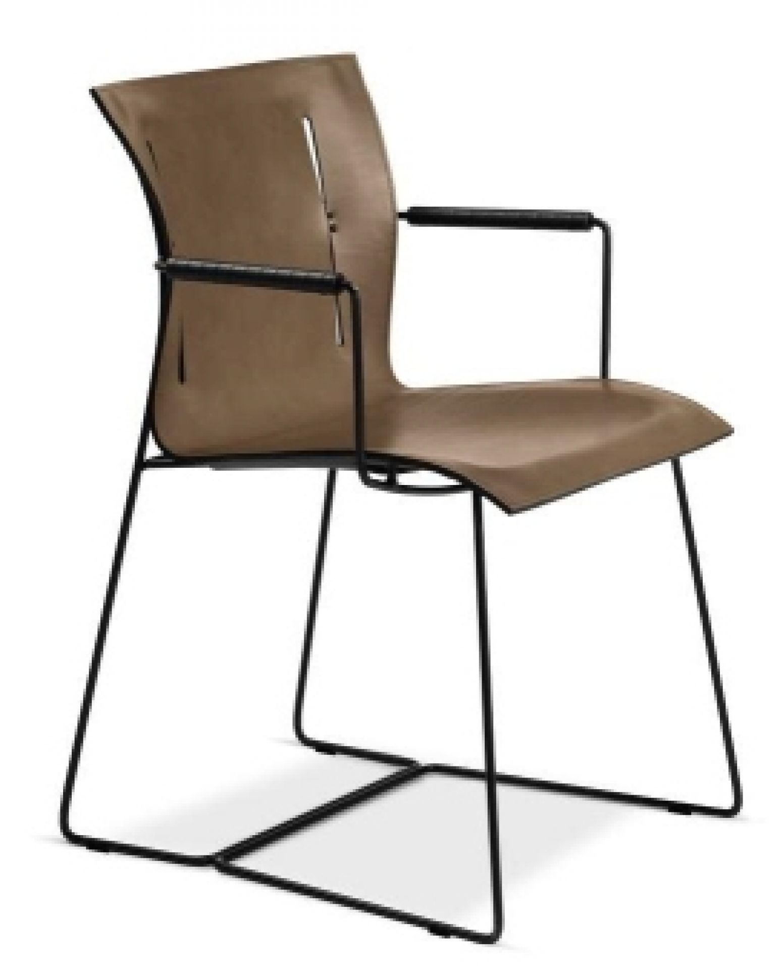 Cuoio Stuhl von Walter Knoll mit braunem Lederbezug und schwarzem Metallgestell, modernes Design.