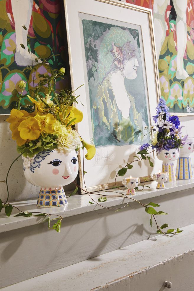 Eva Fyrfadsstager Teelichthalter von Bjorn Wiinblad als Blumenvase und Teelichthalter im 2er Set.
