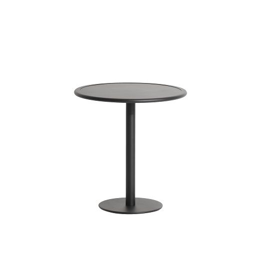 Schwarzer Week-End Bistro Table runder Bistrotisch von Petite Friture, ideal für den Garten.