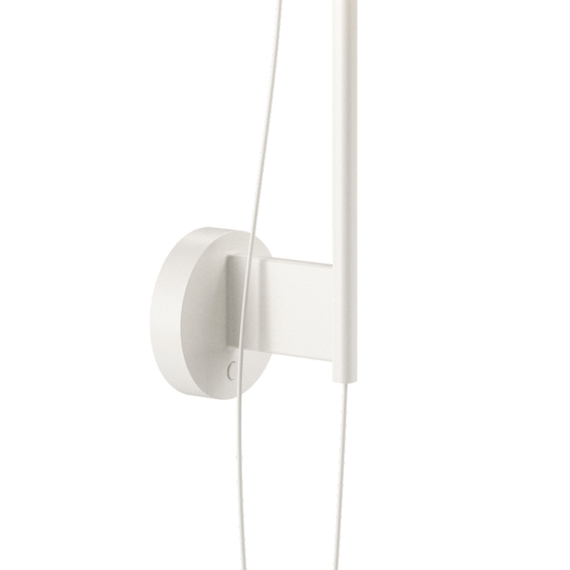 Nahaufnahme der weißen Yuh LED Wandleuchte von Louis Poulsen, modernes Design für Schlafzimmer und Wohnzimmer.