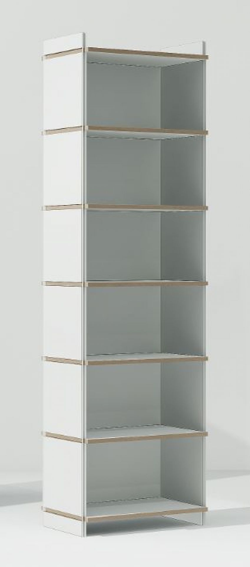 Weißes Tojo Mehrfach Regal Grundmodul mit sechs Fächern, modernes Design für Wohnzimmer und Büro.