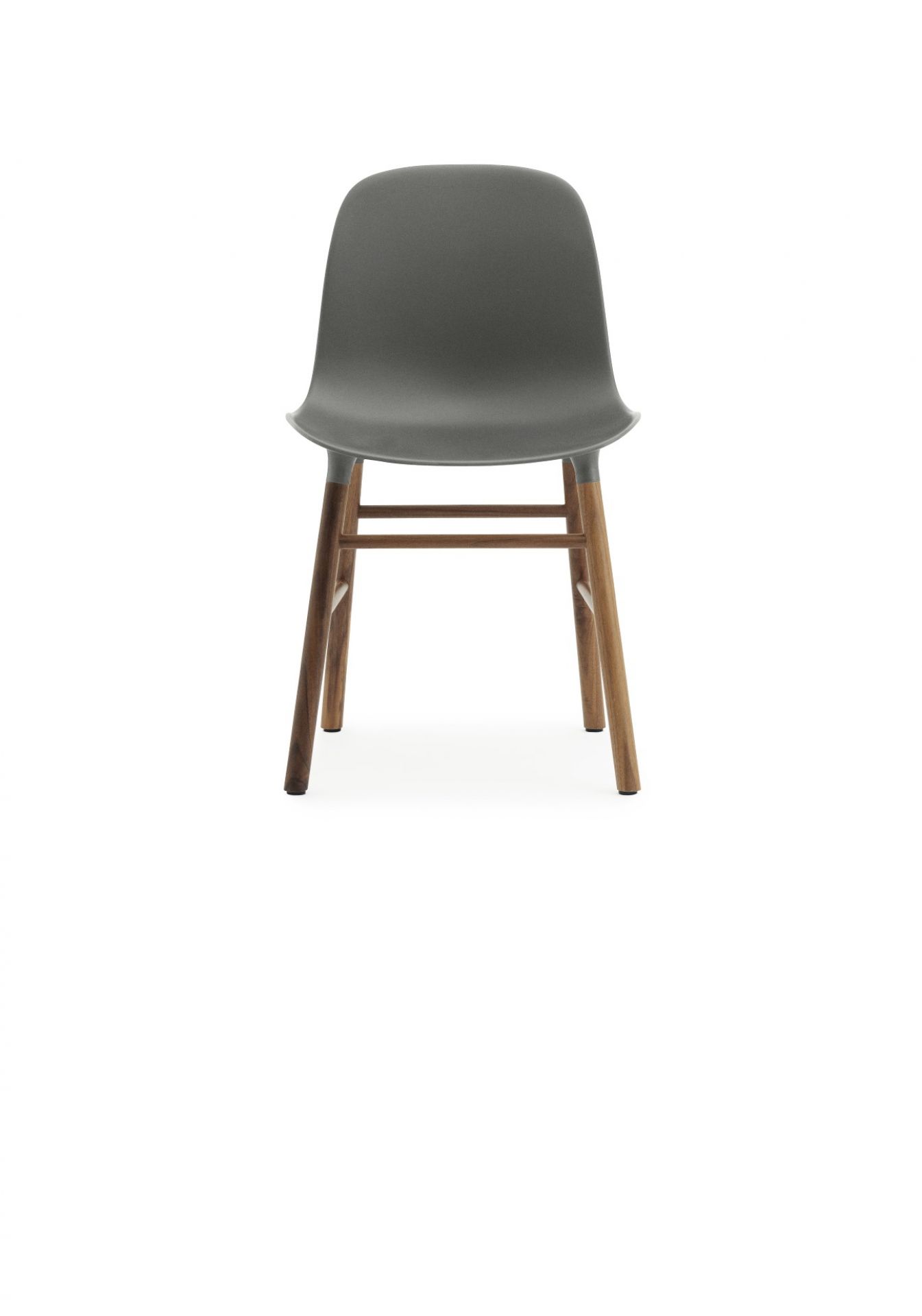 Grauer Form Chair Stuhl von Normann Copenhagen mit Holzbeinen, moderne Sitzgelegenheit für Esszimmer und Wohnbereich.