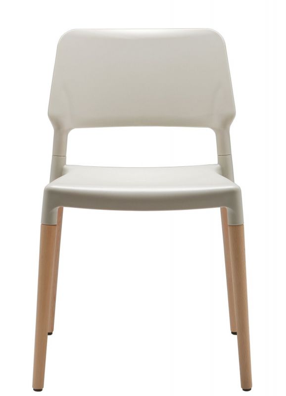 Belloch Stuhl von Santa & Cole: Moderner Indoor Stuhl in Beige mit Holzbeinen.