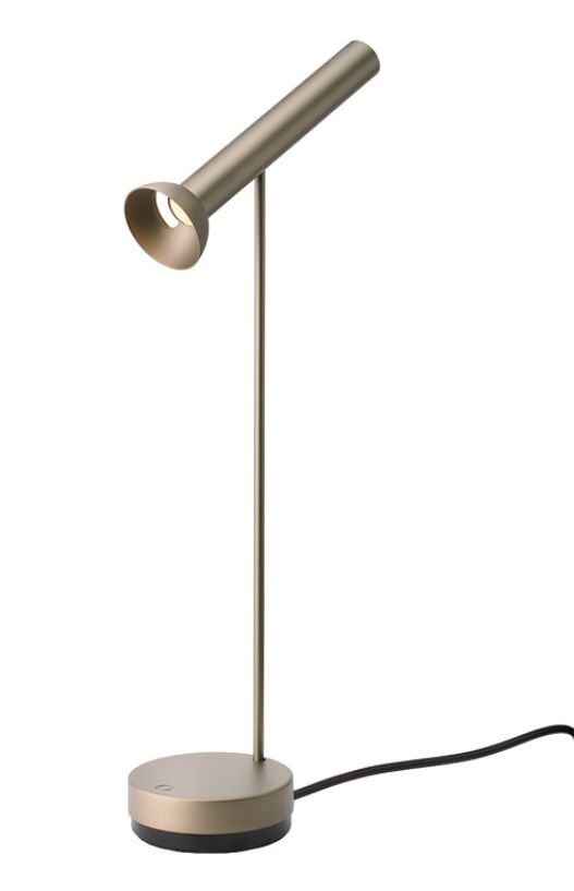 TOPOLED T Tischleuchte von Baltensweiler in Gold, moderne LED-Tischlampe für Büro und Wohnzimmer.