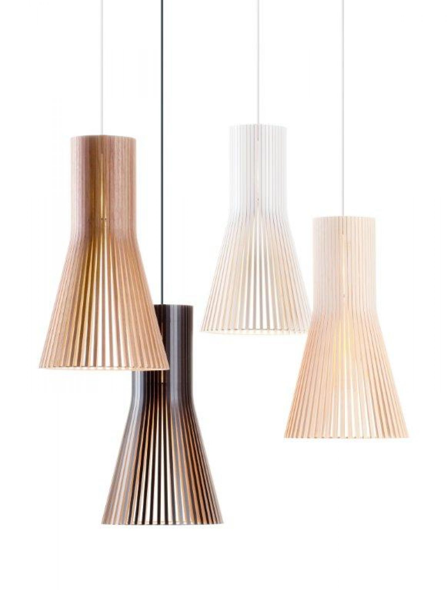 Secto Design Pendelleuchten 4201 in Birke, Weiß, Walnuss und Schwarz, moderne skandinavische Holzleuchten.